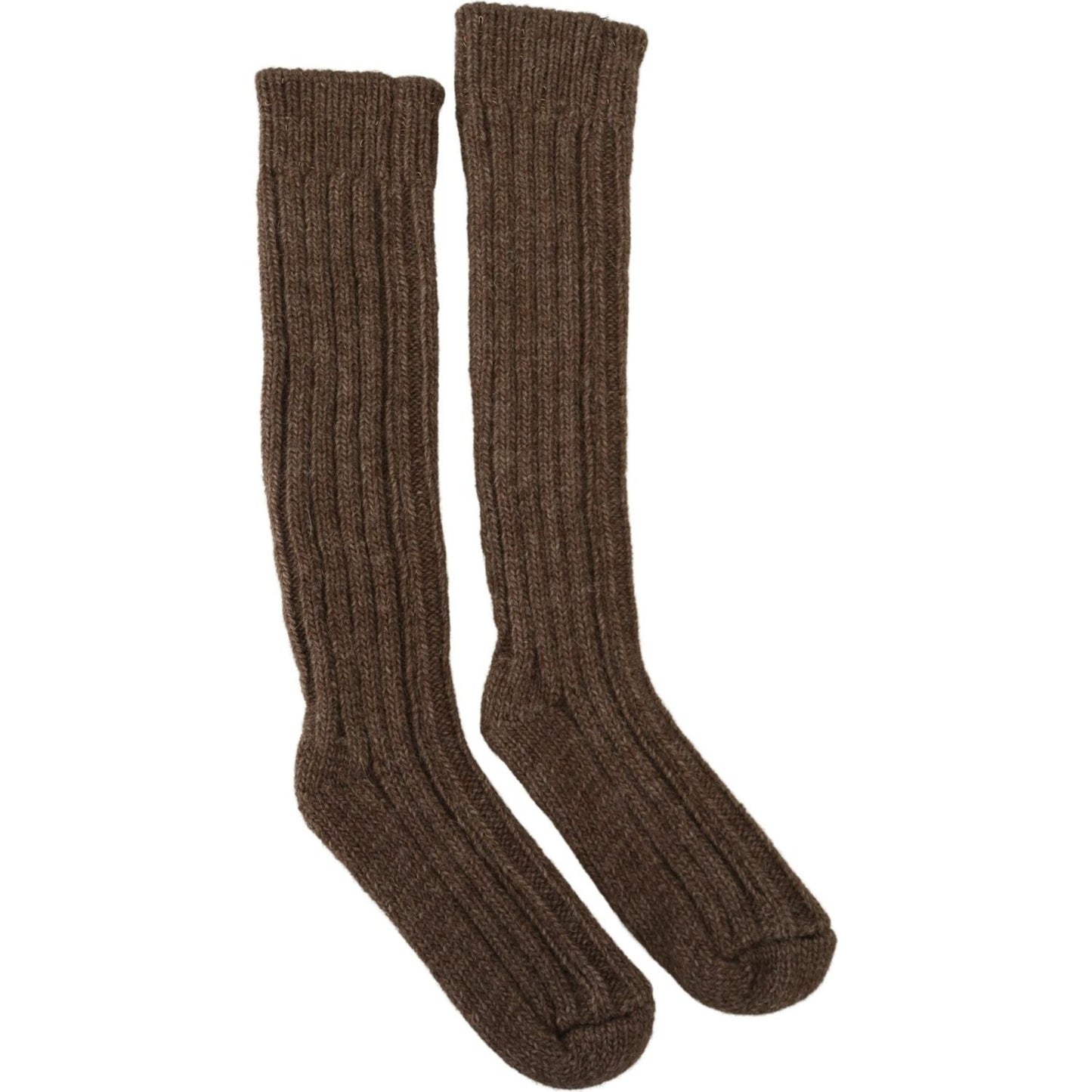 Dolce & Gabbana Brown Wool Knit Calf Long Women Socks SCS2068
