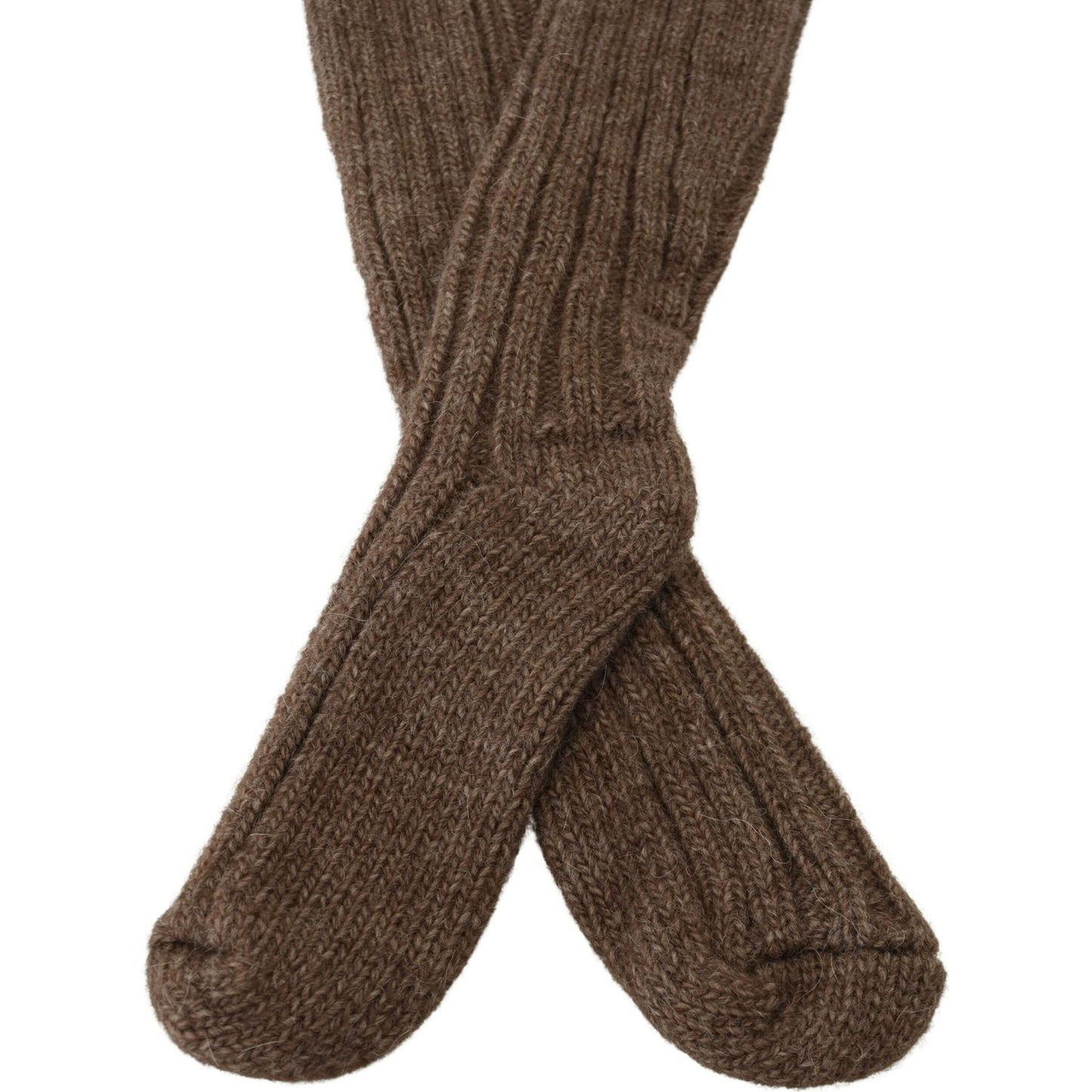 Dolce & Gabbana Brown Wool Knit Calf Long Women Socks SCS2068