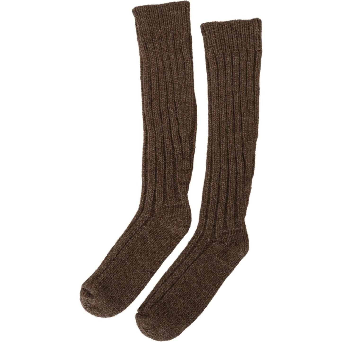 Dolce & Gabbana Brown Wool Knit Calf Long Women Socks SCS2068