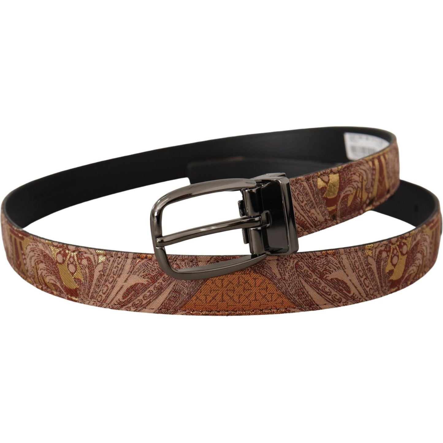 Dolce & Gabbana Multicolor Embossed Leather Black Metal Buckle Belt BEL8414 - 85
