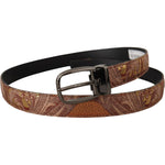 Dolce & Gabbana Multicolor Embossed Leather Black Metal Buckle Belt BEL8414 - 85