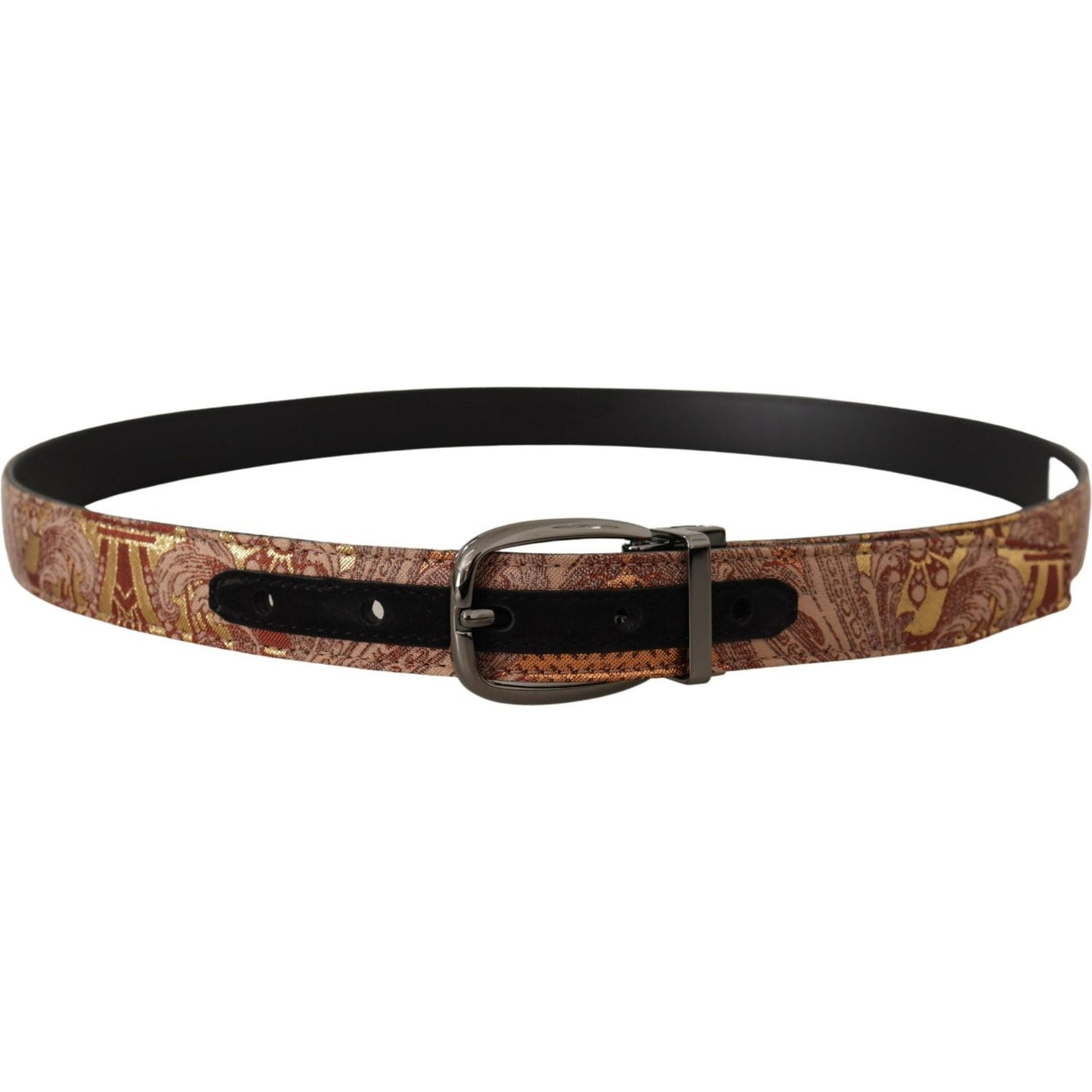 Dolce & Gabbana Multicolor Embossed Leather Black Metal Buckle Belt BEL8414 - 85