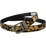 Dolce & Gabbana Multicolor Jacquard Leather Logo Metal Buckle Belt BEL8418 - 90
