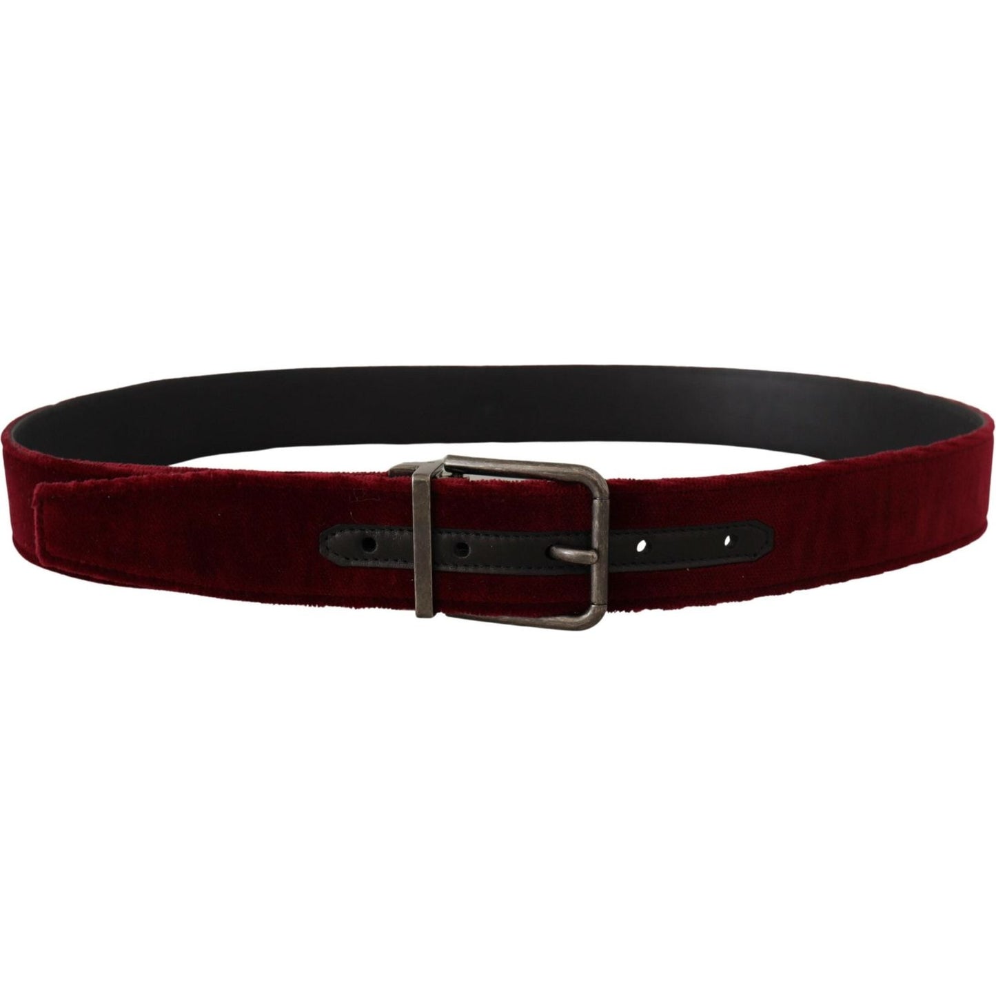 Dolce & Gabbana Maroon Velvet Leather Wide Vintage Metal Buckle Belt BEL8421 - 90