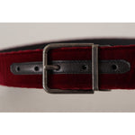 Dolce & Gabbana Maroon Velvet Leather Wide Vintage Metal Buckle Belt BEL8421 - 90
