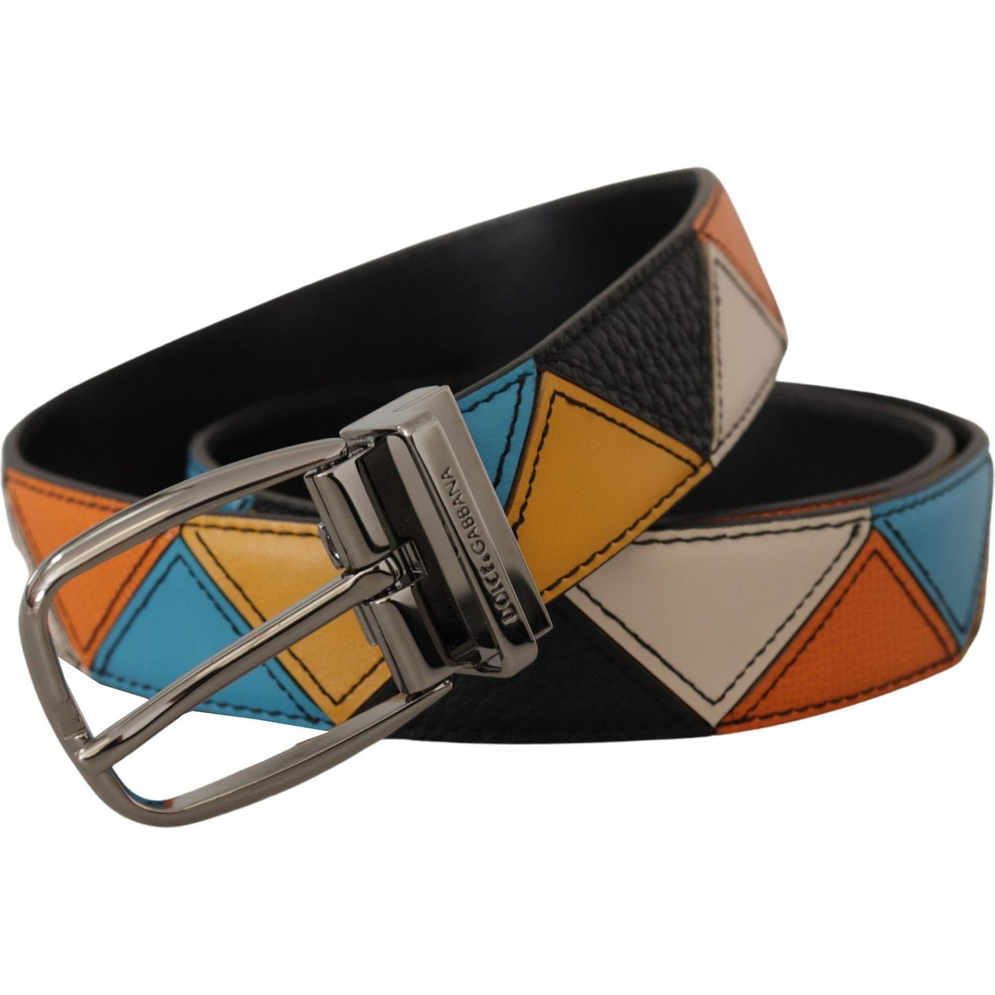 Dolce & Gabbana Multicolor Leather Silver Tone Logo Buckle Belt BEL8438 -90