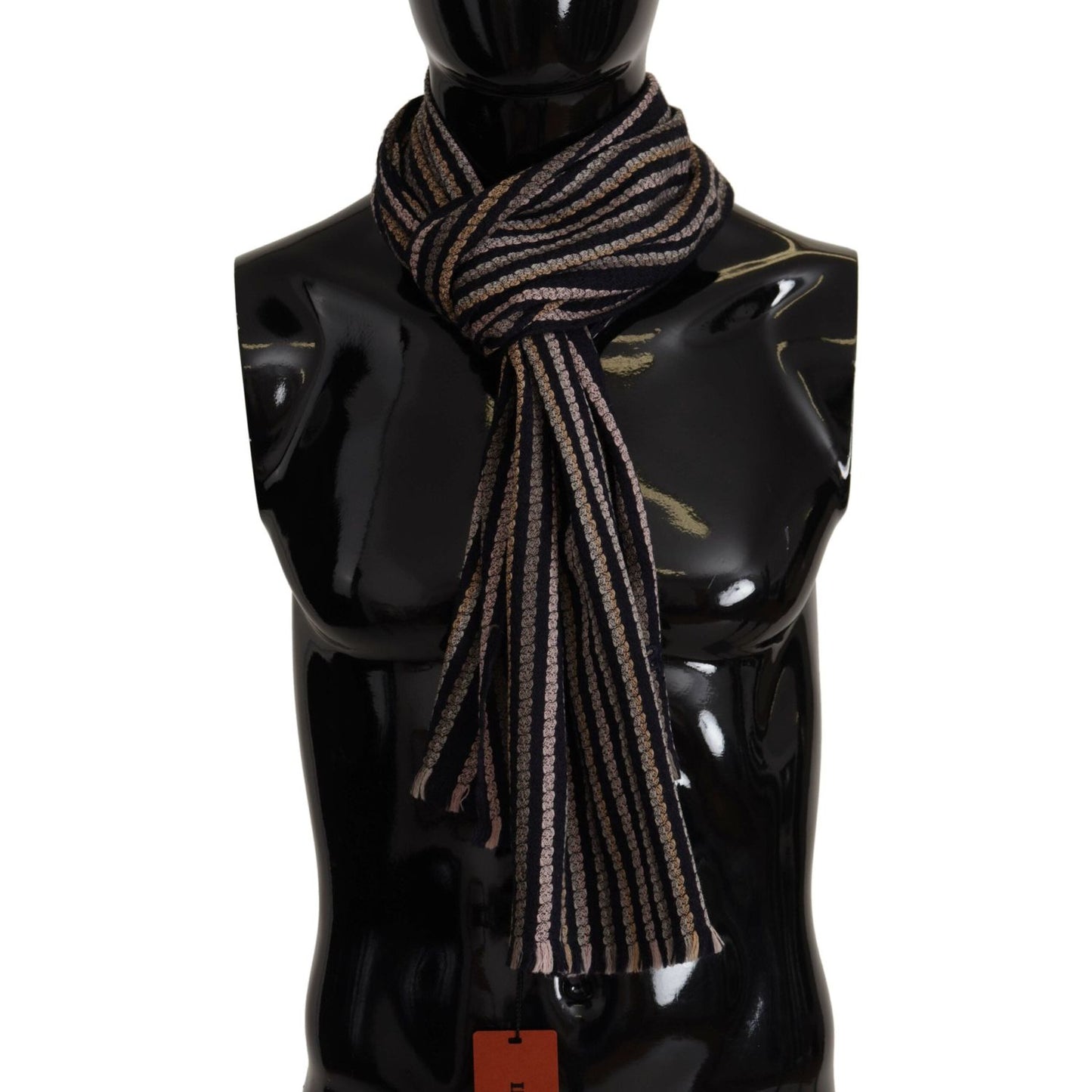 Missoni Multicolor Stripes Wool Knit Fringe Shawl Scarf