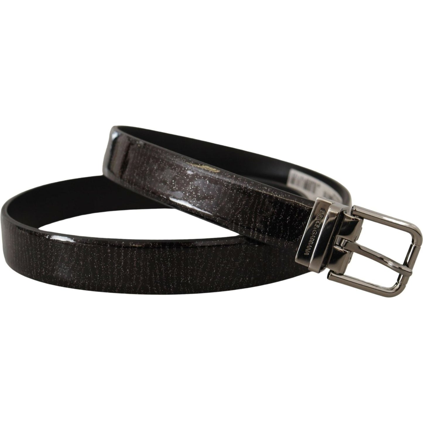 Dolce & Gabbana Black Leather Vernice Metal Buckle Belt BEL8473- 90