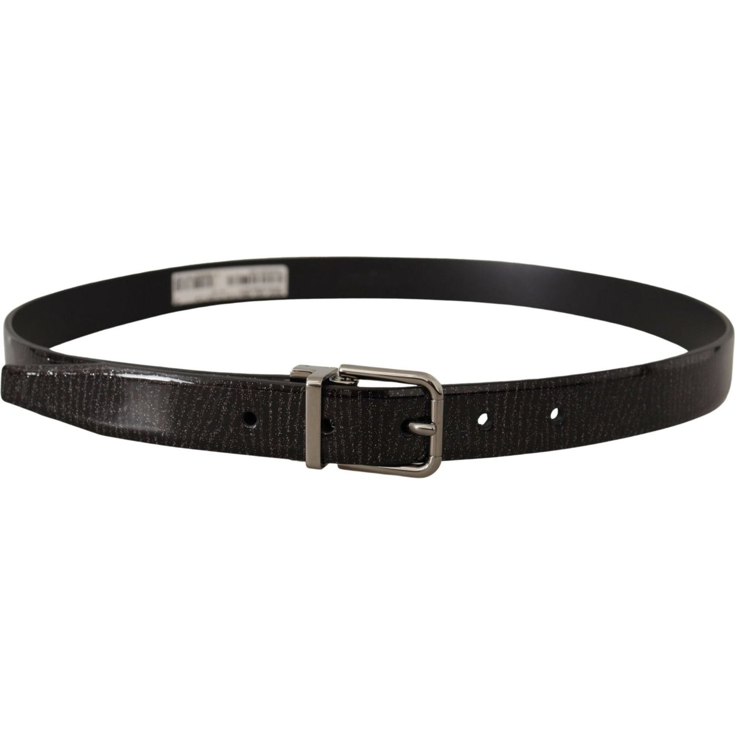 Dolce & Gabbana Black Leather Vernice Metal Buckle Belt BEL8473- 90