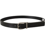 Dolce & Gabbana Black Leather Silver Chrome Metal Logo Buckle Belt BEL8533-80