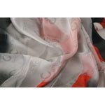 Costume National Gray Red Silk Shawl Foulard Wrap Scarf MS6531