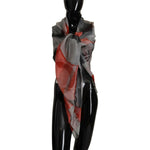 Costume National Gray Red Shawl Foulard Wrap Scarf MS6532
