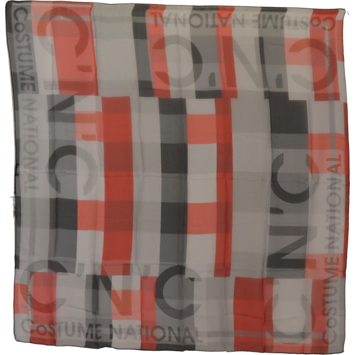 Costume National Gray Red Shawl Foulard Wrap Scarf MS6532