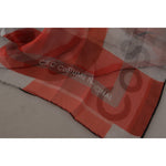 Costume National Gray Red Shawl Foulard Wrap Scarf MS6532