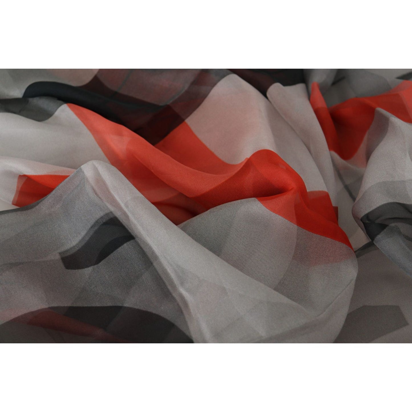 Costume National Gray Red Shawl Foulard Wrap Scarf MS6532