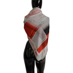 Costume National Gray Red Shawl Foulard Wrap Scarf MS6533