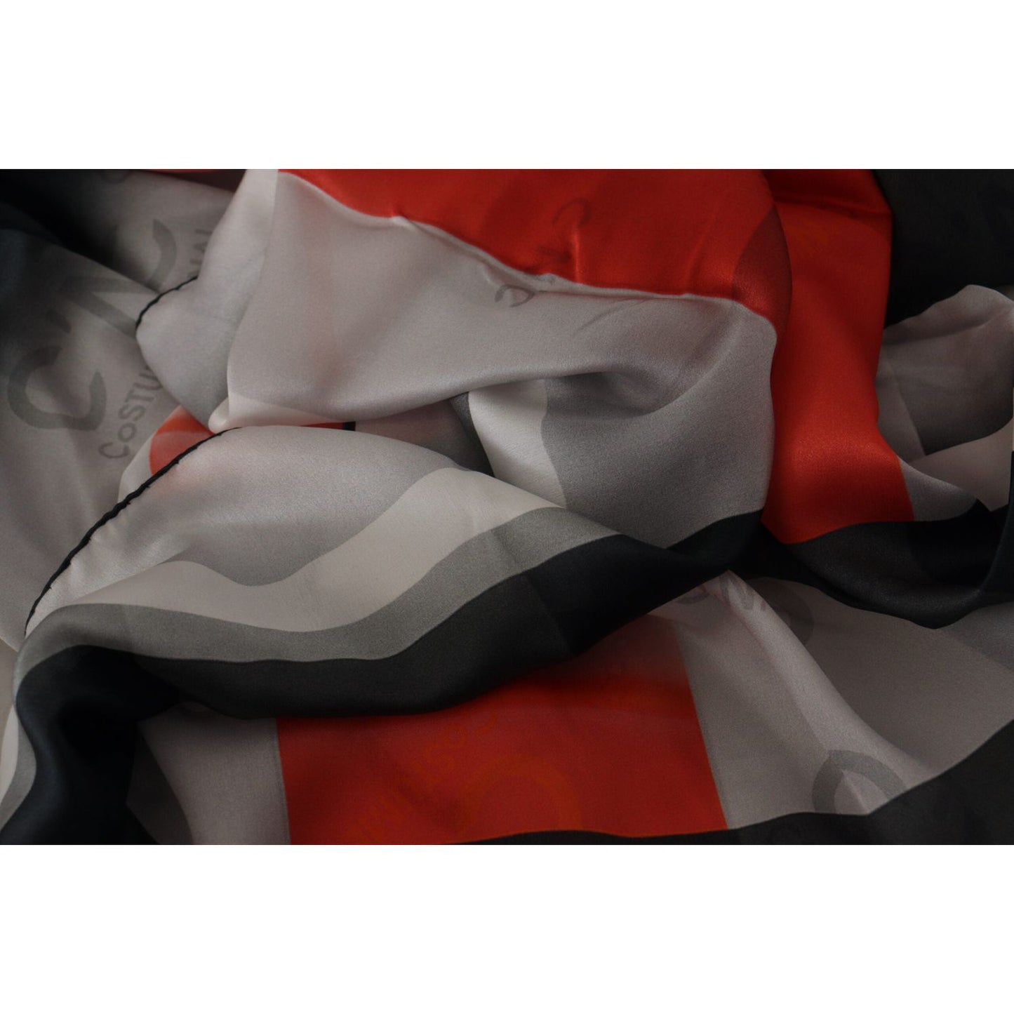 Costume National Gray Red Shawl Foulard Wrap Scarf MS6533
