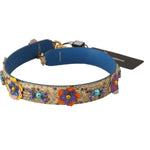 Dolce & Gabbana Beige Python Leather Floral Studded Shoulder Strap BEL8727