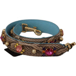 Dolce & Gabbana Brown Exotic Leather Crystals Shoulder Strap BEL8729