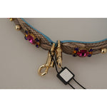 Dolce & Gabbana Brown Exotic Leather Crystals Shoulder Strap BEL8729