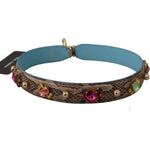 Dolce & Gabbana Brown Exotic Leather Crystals Shoulder Strap BEL8729