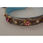 Dolce & Gabbana Brown Exotic Leather Crystals Shoulder Strap BEL8729