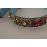 Dolce & Gabbana Brown Exotic Leather Crystals Shoulder Strap BEL8729