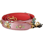 Dolce & Gabbana Metallic Pink Leather Studded Shoulder Strap BEL8744