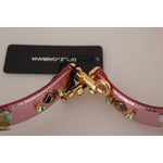 Dolce & Gabbana Metallic Pink Leather Studded Shoulder Strap BEL8744