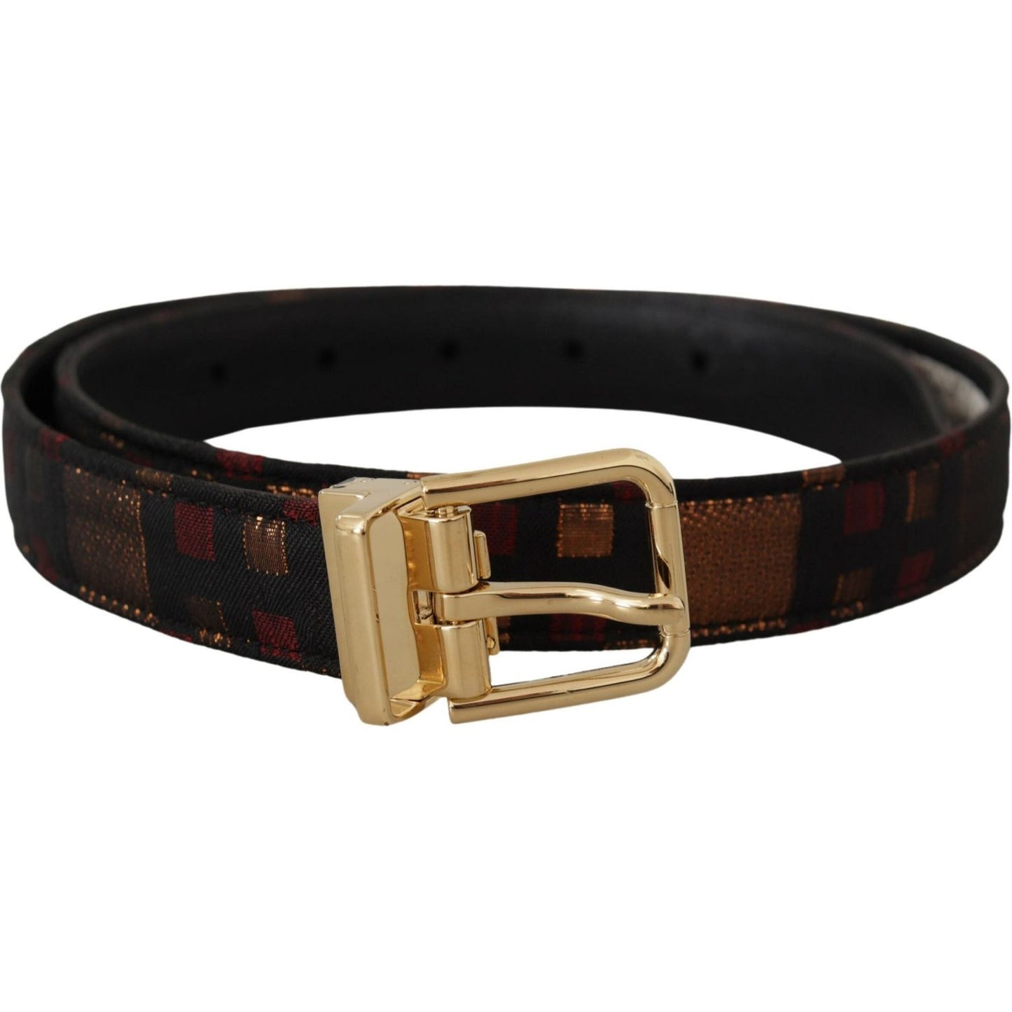 Dolce & Gabbana Multicolor Leather Jacquard Gold Metal Buckle Belt BEL8411 - 75