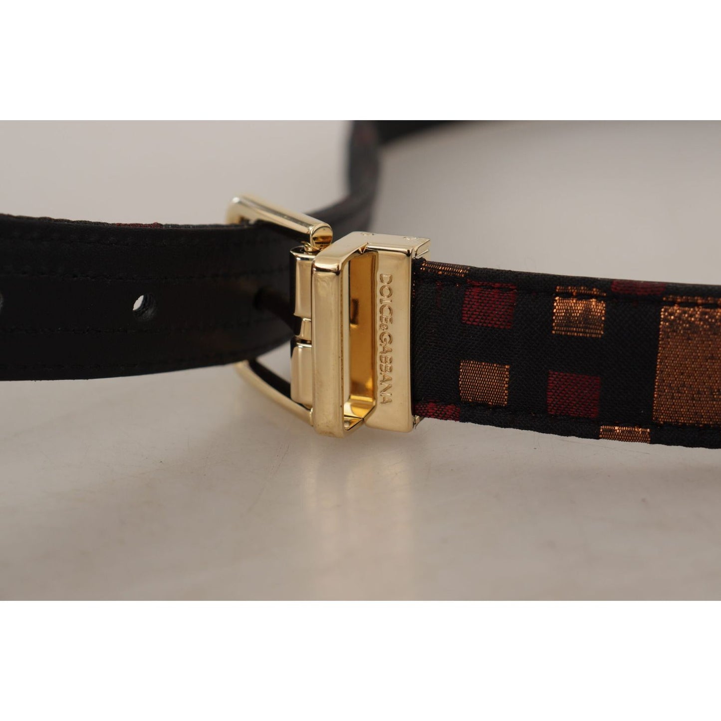 Dolce & Gabbana Multicolor Leather Jacquard Gold Metal Buckle Belt BEL8411 - 75
