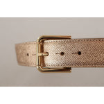 Dolce & Gabbana Rose Gold Leather Metallic Tone Metal Buckle Belt BEL8443 - 70