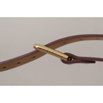 Dolce & Gabbana Metallic Pink Polished Leather Logo Metal Buckle Belt BEL8456 - 70