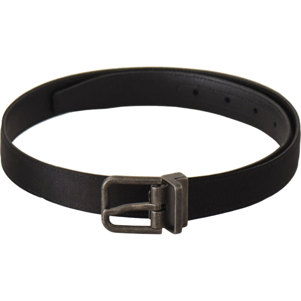Dolce & Gabbana Black Calfskin Leather Vintage Metal Buckle Belt BEL8685 - 75