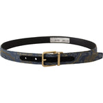 Dolce & Gabbana Navy Blue Jacquard Gold Tone Logo Metal Buckle Belt WMB108 - 75