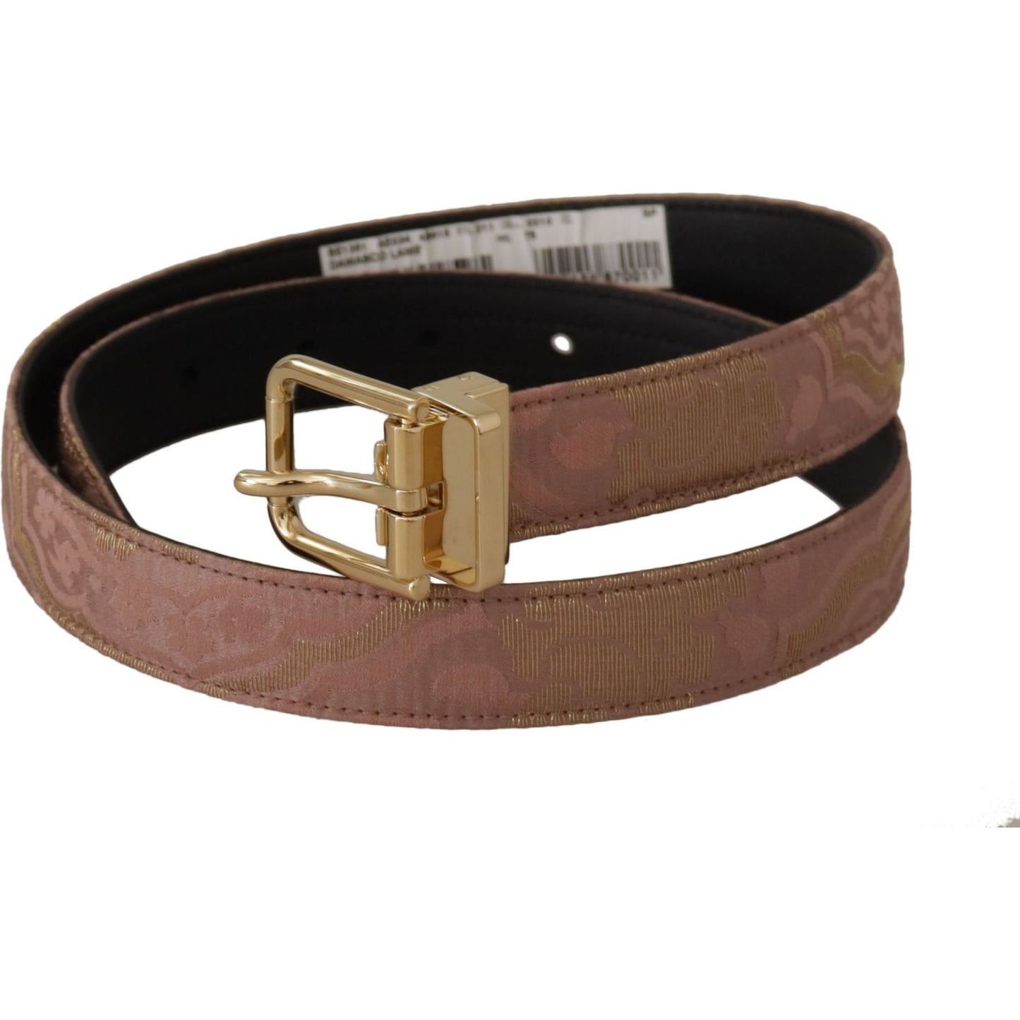 Dolce & Gabbana Rose Gold Leather Logo Engraved Metal Buckle Belt WMB109 - 75