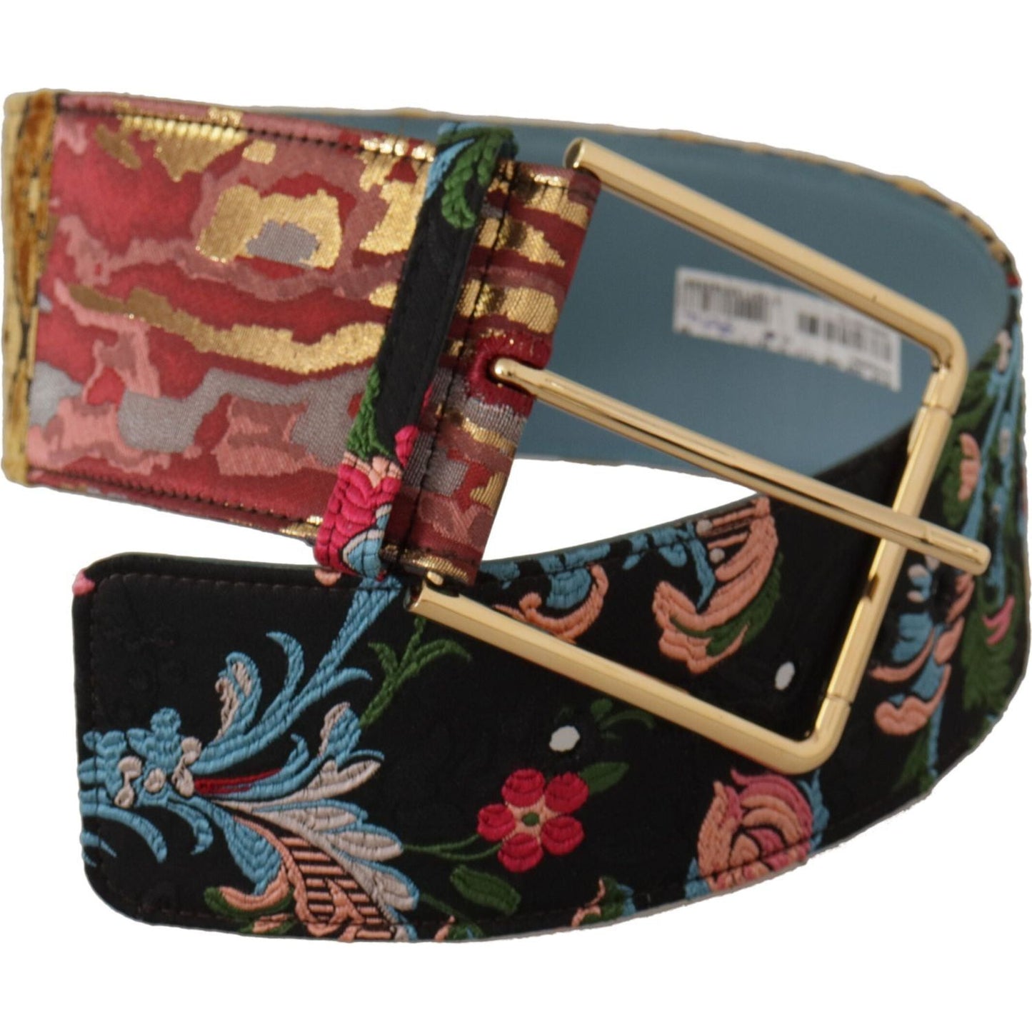 Dolce & Gabbana Multicolor Embroidered Leather Gold Metal Buckle Belt WMB111 - 70