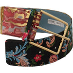 Dolce & Gabbana Multicolor Embroidered Leather Gold Metal Buckle Belt WMB111 - 70