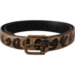 Dolce & Gabbana Brown Leopard Print Vintage Metal Waist Buckle Belt WMB140 - 65