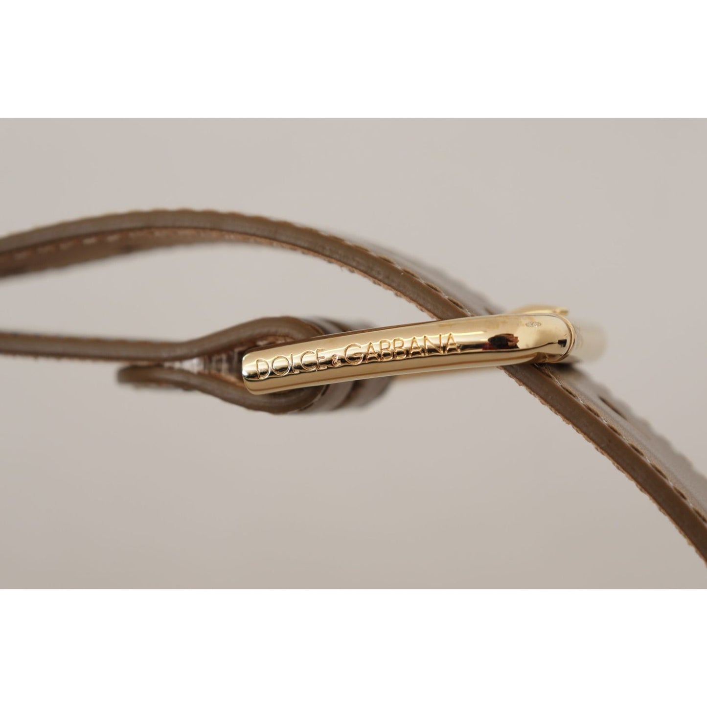 Dolce & Gabbana Bronze Leather Gold Logo Engraved Waist Buckle Belt WMB158 - 65