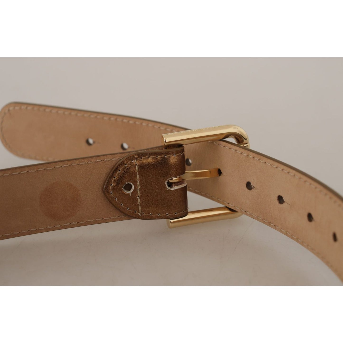 Dolce & Gabbana Bronze Leather Gold Logo Engraved Waist Buckle Belt WMB158 - 65