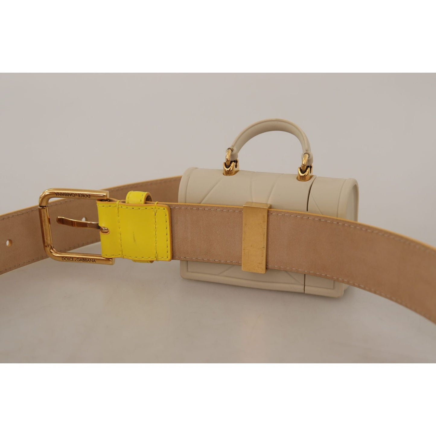 Dolce & Gabbana Yellow Leather Devotion Heart Micro Bag Headphones Belt WMB171 - 70