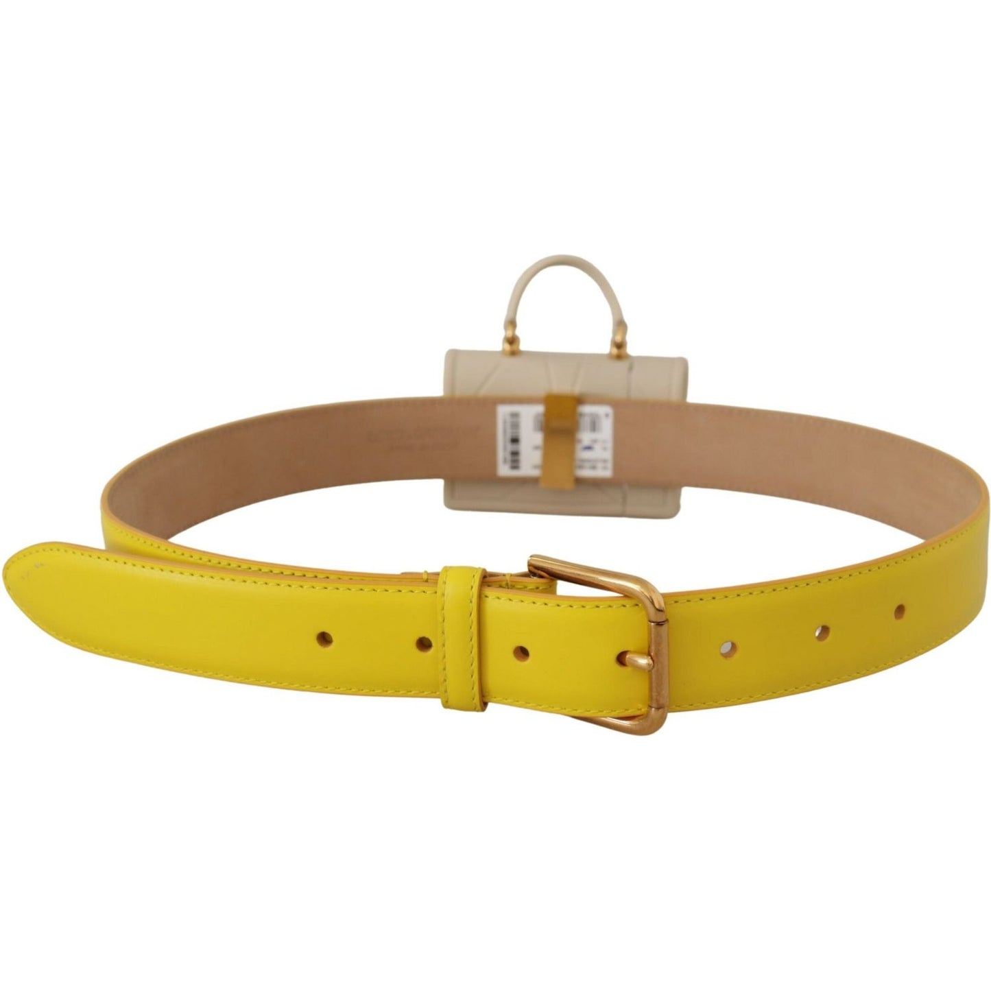Dolce & Gabbana Yellow Leather Devotion Heart Micro Bag Headphones Belt WMB171 - 70