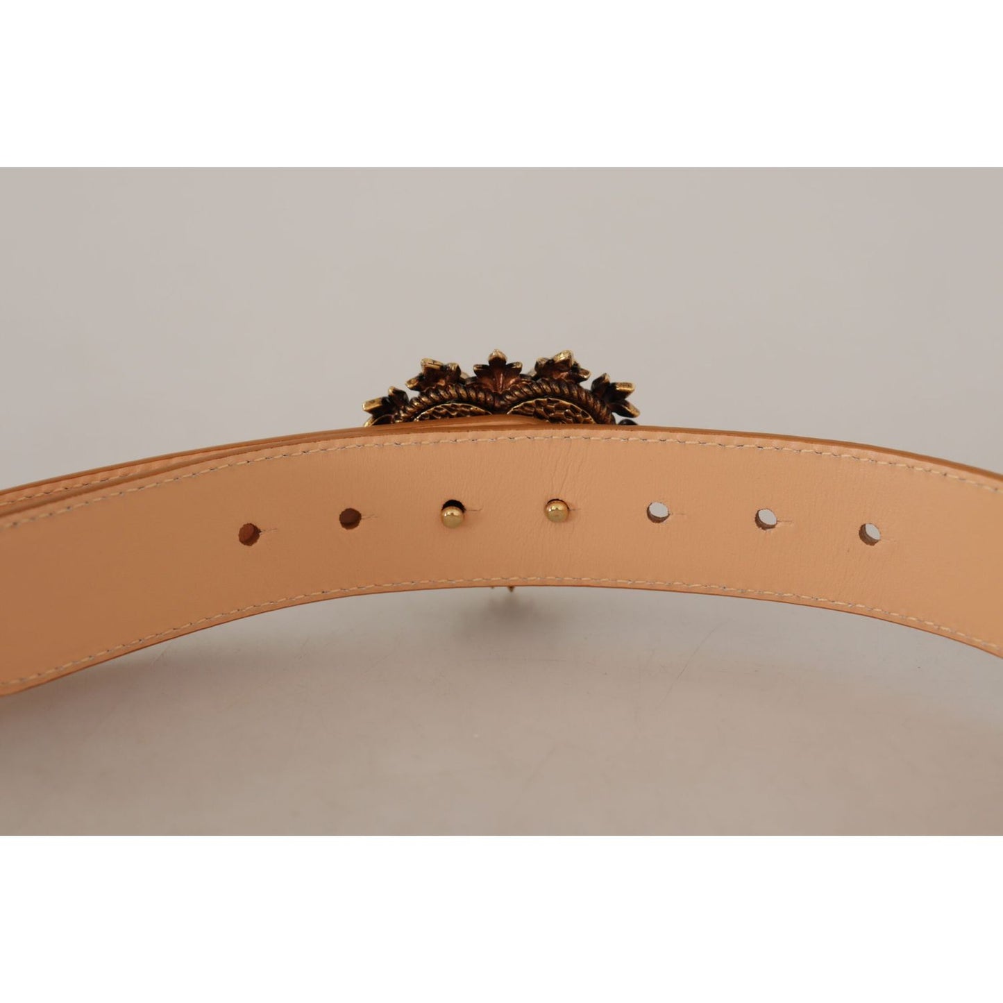 Dolce & Gabbana Beige Croc Pattern DEVOTION Heart DG Waist Buckle Belt WMB175 - 70