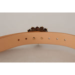 Dolce & Gabbana Beige Croc Pattern DEVOTION Heart DG Waist Buckle Belt WMB175 - 70
