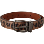 Dolce & Gabbana Brown Leopard Embossed Leather Buckle Belt WMB188 - 75