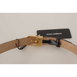 Dolce & Gabbana Black Calf Leather Gold Metal Logo Waist Buckle Belt WMB242# - 75