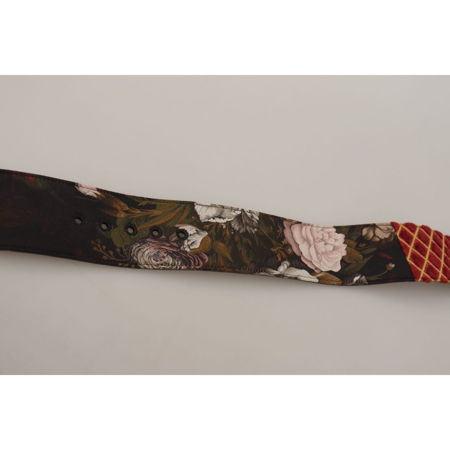 Dolce & Gabbana Multicolor Wide Leather Floral Gold Metal Buckle Belt WMB257 - 75