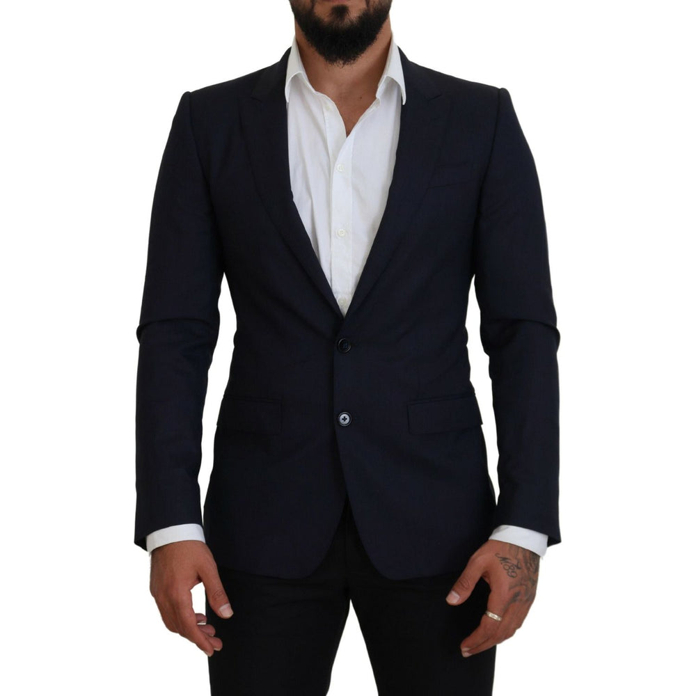 Dolce & Gabbana Blue Wool Slim Fit Formal Coat Blazer KOS2127- 46