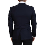 Dolce & Gabbana Blue Wool Slim Fit Formal Coat Blazer KOS2127- 46